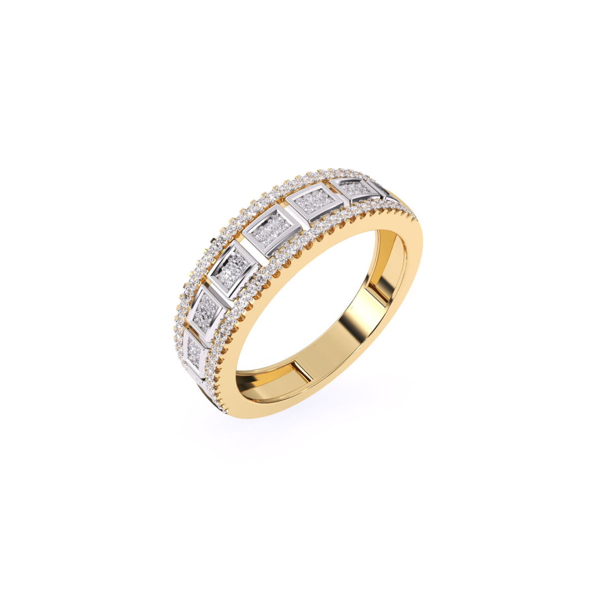 Two Tone Diamond Cluster Lavish Band